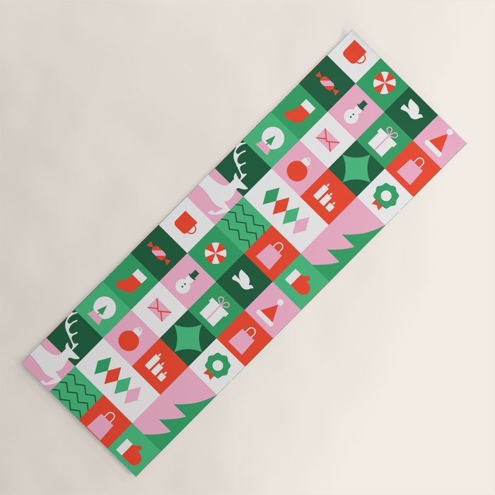 Modern christmas geometric mosaic art pattern Yoga Mat Gallery Image 1