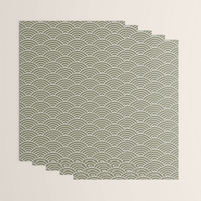 Japanese Waves Pattern Olive II Wrapping Paper Gallery Image 3