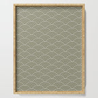 Japanese Waves Pattern Olive II Serving Tray Gallery Image 1
