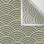 Japanese Waves Pattern Olive II Wall Tapestry Gallery Image 3