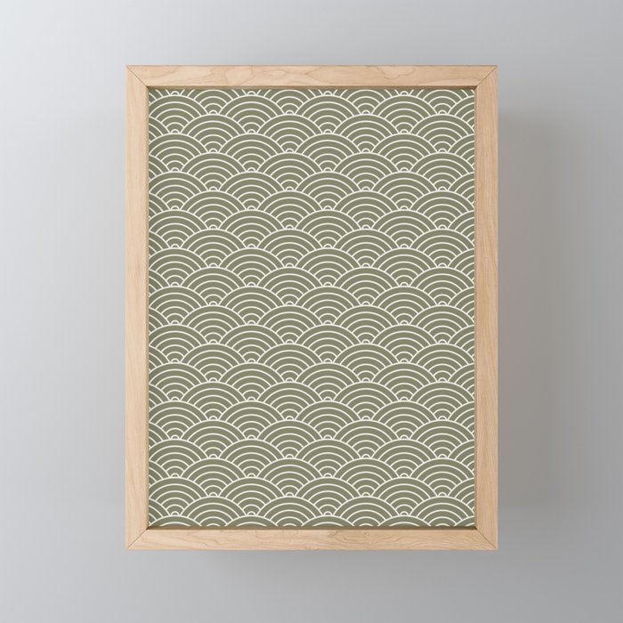 Japanese Waves Pattern Olive II Mini Art Print Gallery Image 1