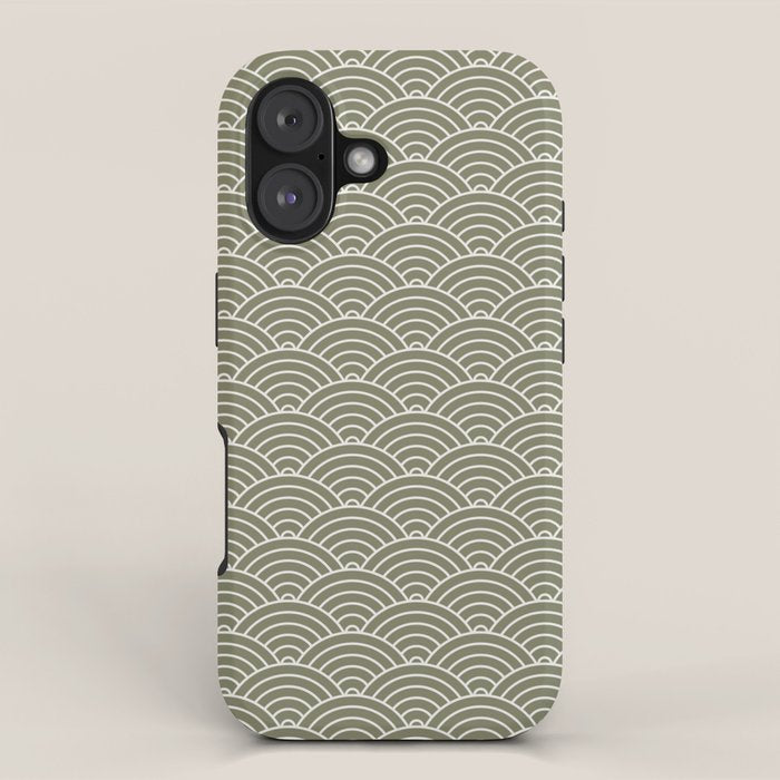 Japanese Waves Pattern Olive II iPhone Case Gallery Image 1