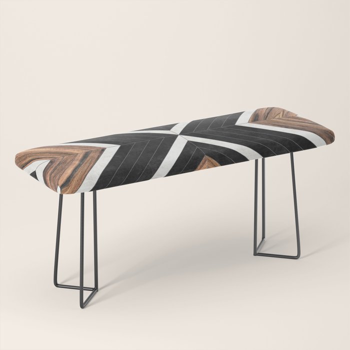 Urban Tribal Pattern No.1 - Concrete and Wood Bench Gallery Image 1