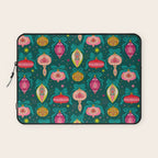 Vintage Christmas Ornaments on Deep Teal Background Holiday Pattern Laptop Sleeve Gallery Image 1