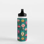Vintage Christmas Ornaments on Deep Teal Background Holiday Pattern Water Bottle Gallery Image 3