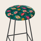 Vintage Christmas Ornaments on Deep Teal Background Holiday Pattern Stool Gallery Image 2