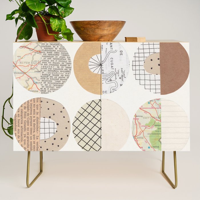 Patterned Circles: Maps & Kraft Paper Credenza Gallery Image 1