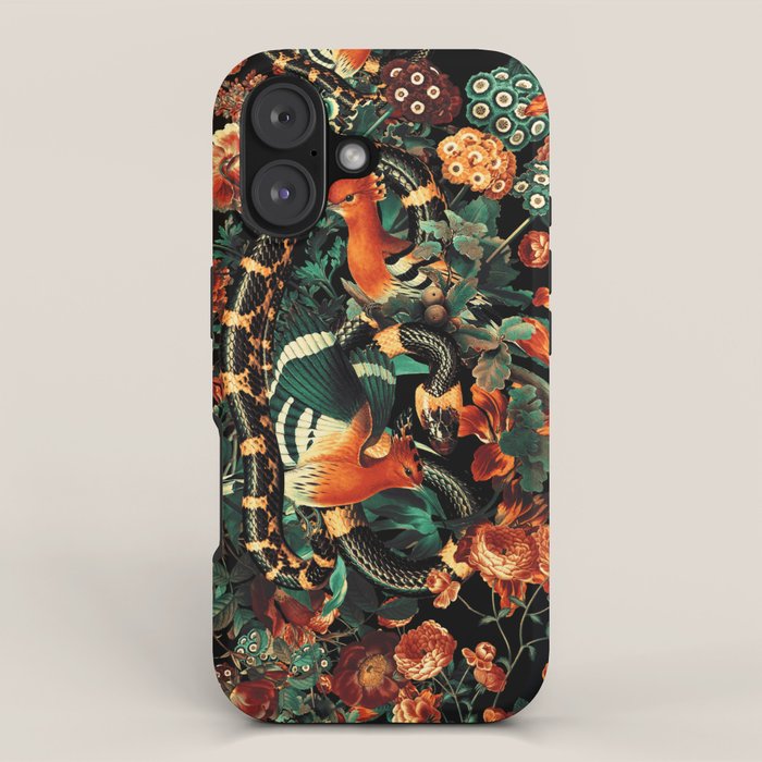 Birds and Snake Floral Pattern iPhone Case Gallery Image 1