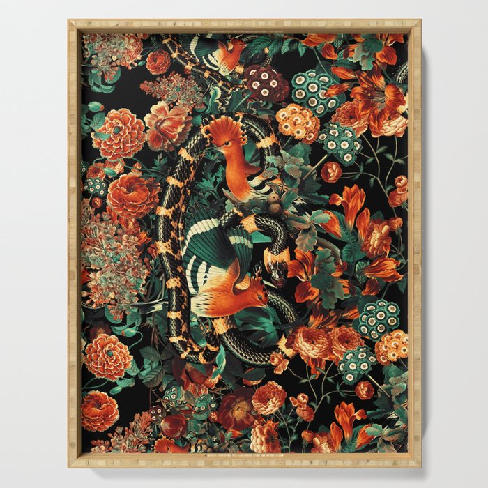 Birds and Snake Floral Pattern Serving Tray Gallery Image 1