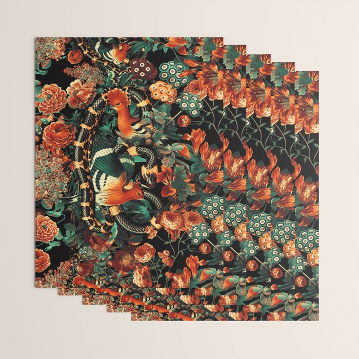 Birds and Snake Floral Pattern Wrapping Paper Gallery Image 3