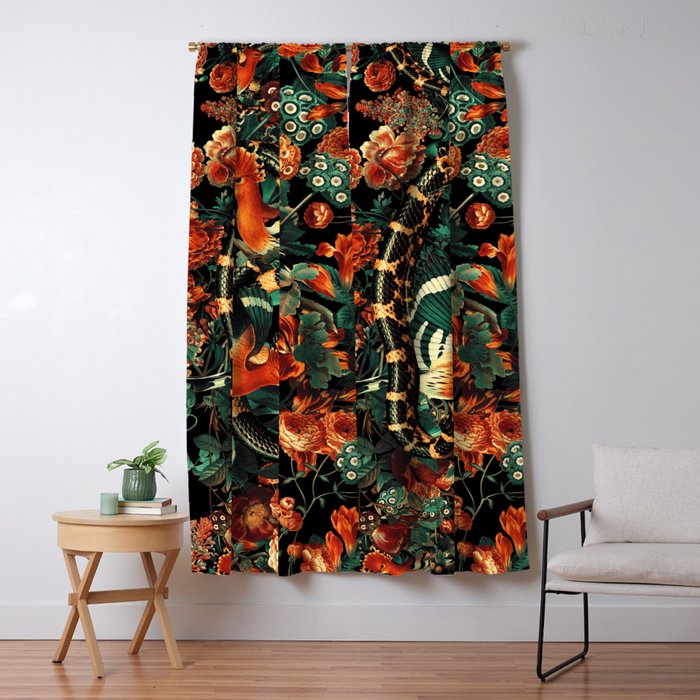 Birds and Snake Floral Pattern Window Curtain Gallery Image 1