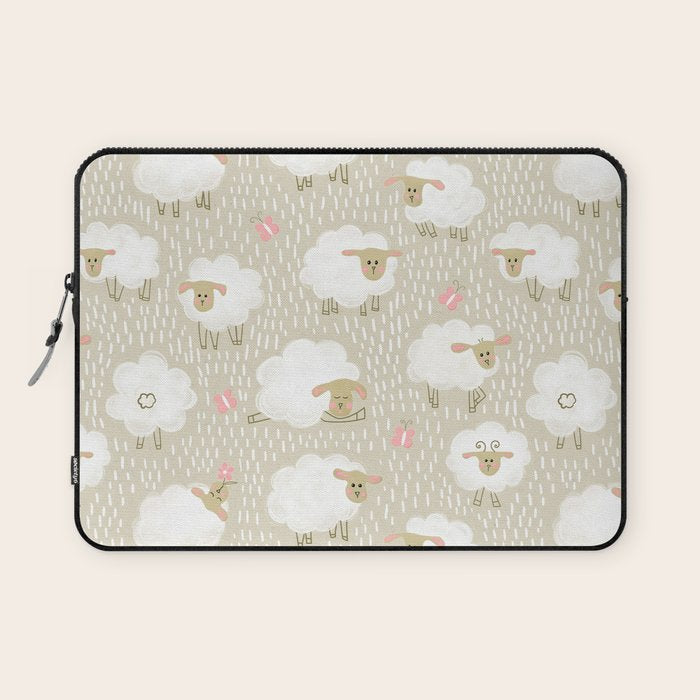 Cute Fluffy Sheep Pattern Laptop Sleeve Gallery Image 1