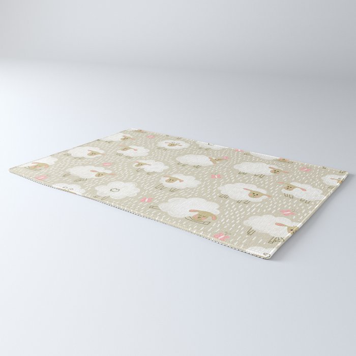 Cute Fluffy Sheep Pattern Rug Gallery Image 3