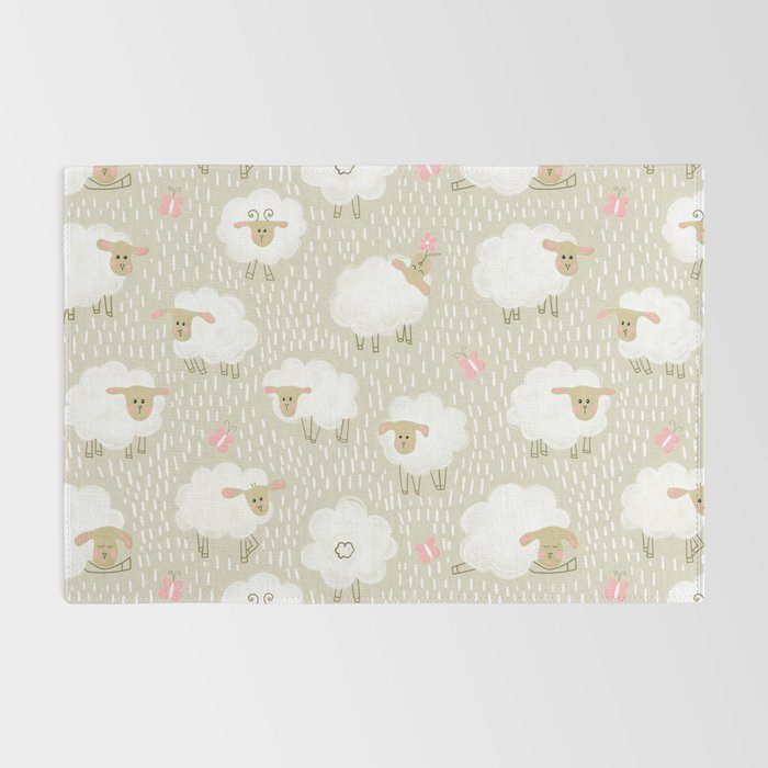 Cute Fluffy Sheep Pattern Rug Gallery Image 2