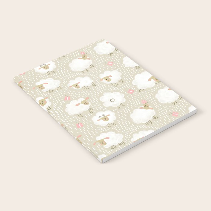 Cute Fluffy Sheep Pattern Notebook Gallery Image 1