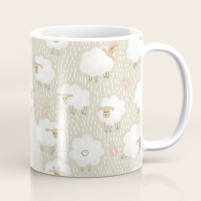 Cute Fluffy Sheep Pattern Coffee Mug Gallery Image 1