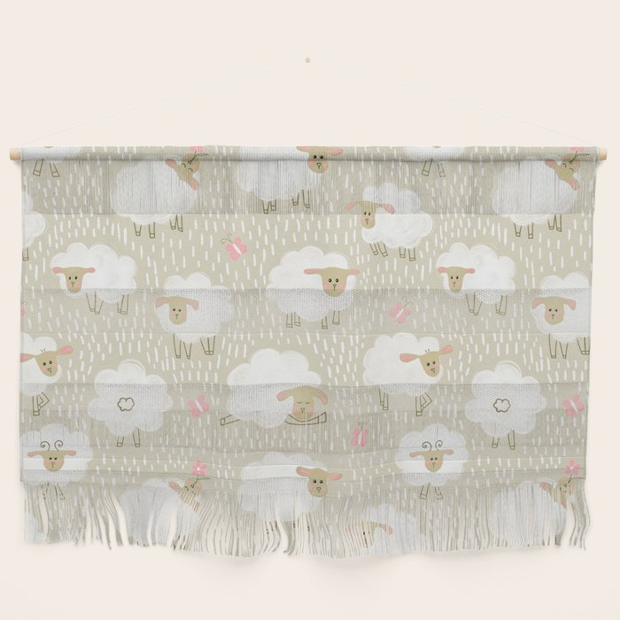 Cute Fluffy Sheep Pattern Wall Hanging Gallery Image 1