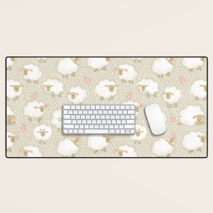 Cute Fluffy Sheep Pattern Desk Mat Gallery Image 1