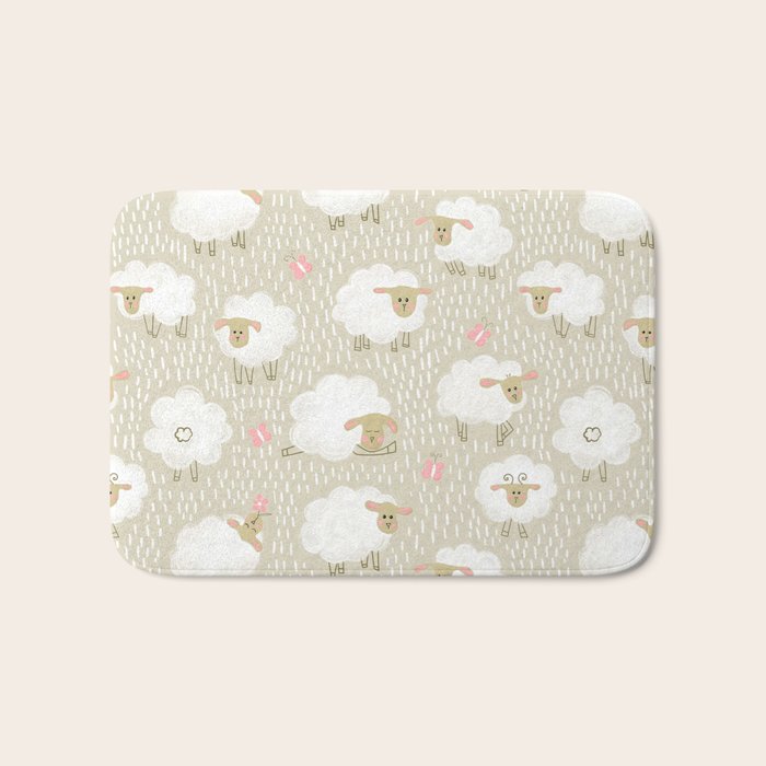 Cute Fluffy Sheep Pattern Bath Mat Gallery Image 1