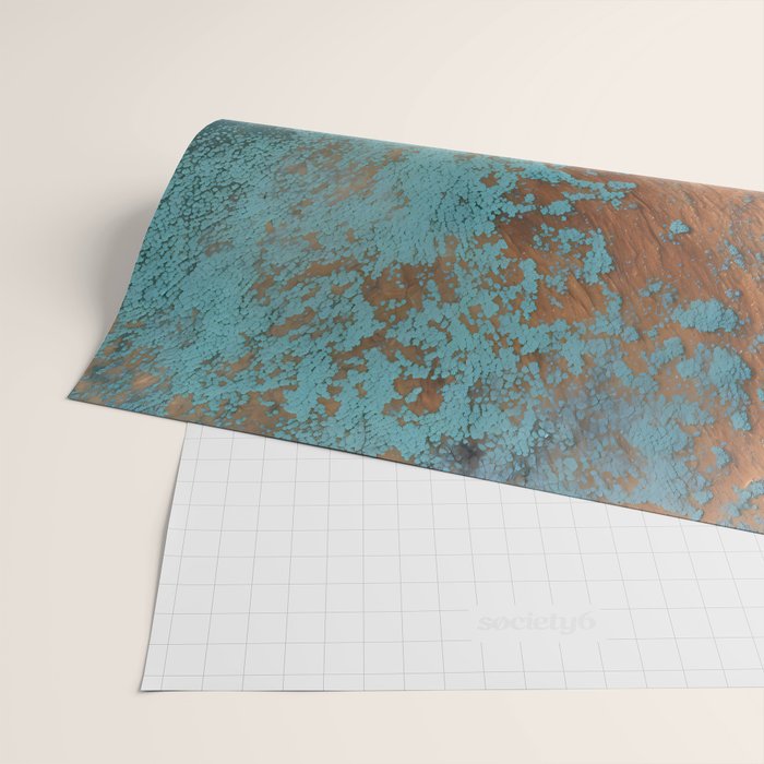 Tarnished in Teal and Copper Rust Wrapping Paper Gallery Image 2