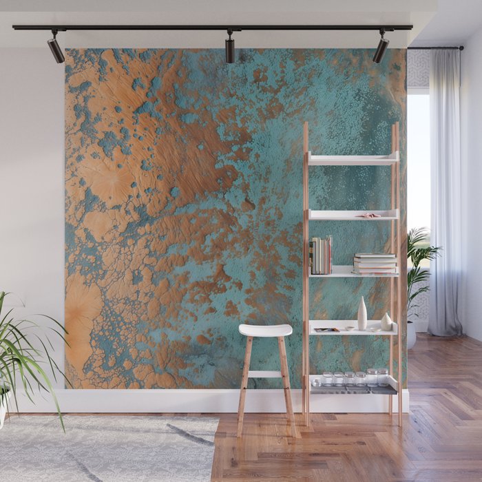 Tarnished in Teal and Copper Rust Wall Mural Gallery Image 1