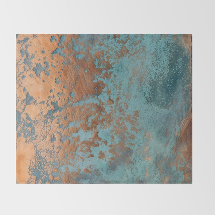 Tarnished in Teal and Copper Rust Throw Blanket Gallery Image 2