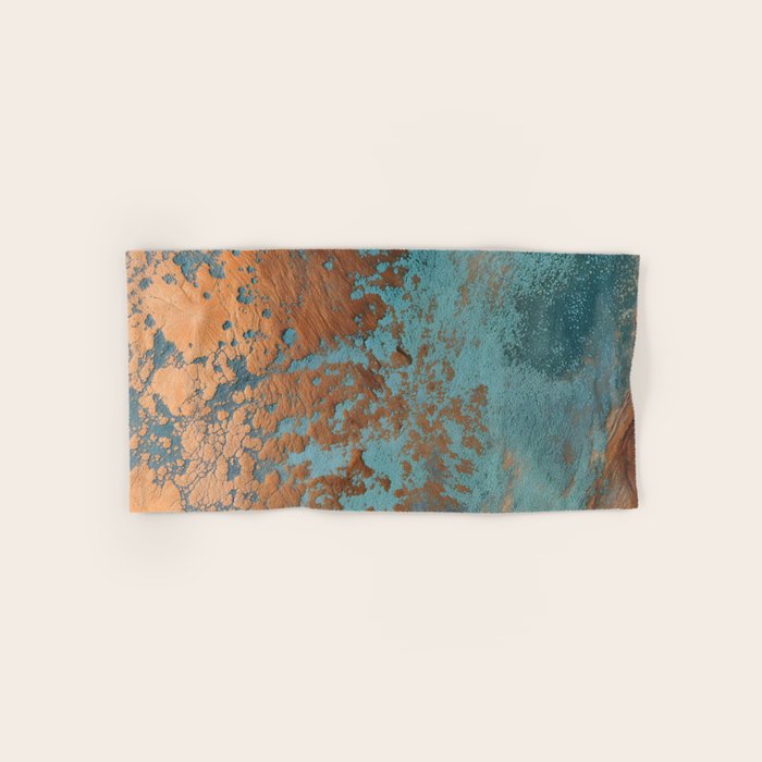 Tarnished in Teal and Copper Rust Bath Towel Gallery Image 1