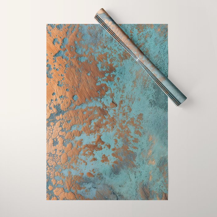Tarnished in Teal and Copper Rust Wrapping Paper Gallery Image 1