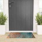 Tarnished in Teal and Copper Rust Welcome Mat Gallery Image 3
