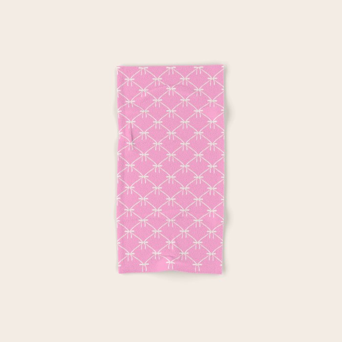 Bows & Ribbons Pattern LIII Y2K Fuchsia Pink Bath Towel Gallery Image 1