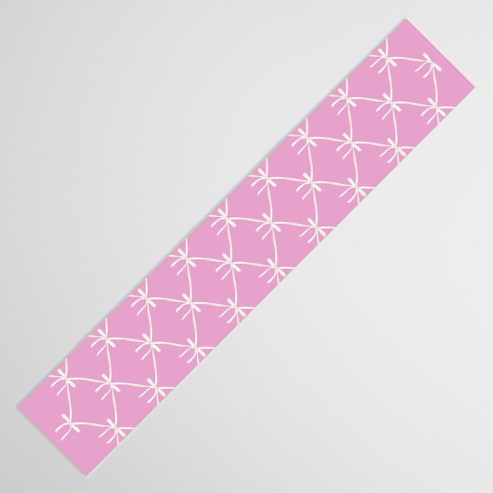 Bows & Ribbons Pattern LIII Y2K Fuchsia Pink Table Runner Gallery Image 3