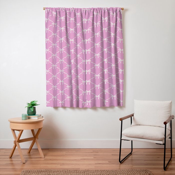 Bows & Ribbons Pattern LIII Y2K Fuchsia Pink Window Curtain Gallery Image 3