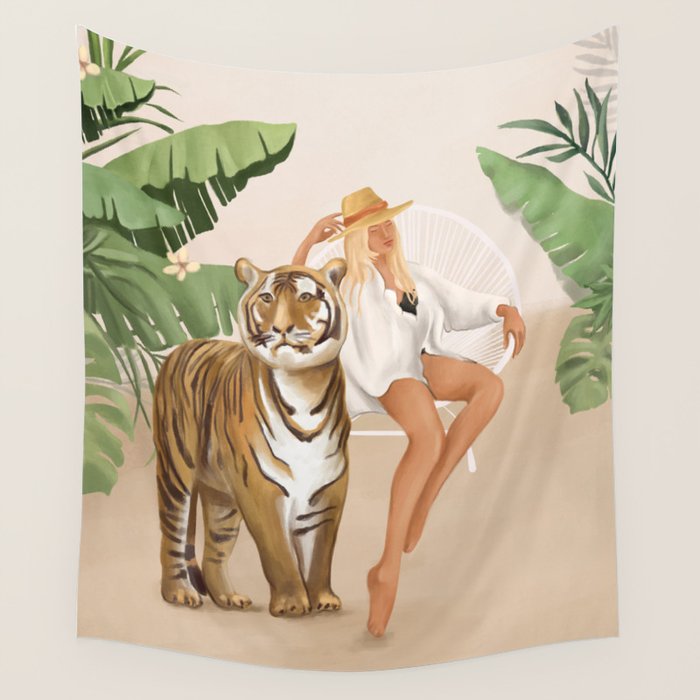 The Lady and the Tiger Wall Tapestry Gallery Image 1