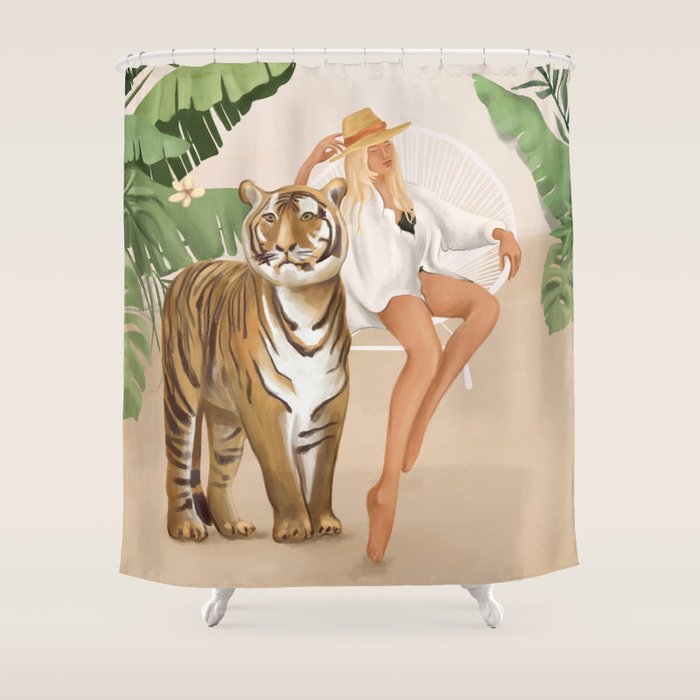 The Lady and the Tiger Shower Curtain Gallery Image 1