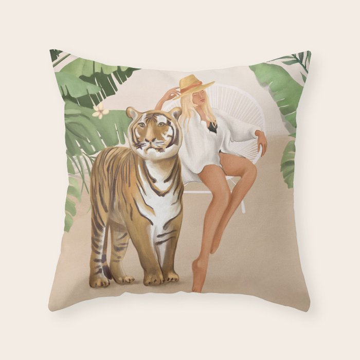 The Lady and the Tiger Throw Pillow Gallery Image 6