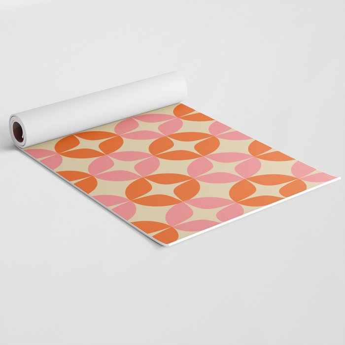 Mid Century Modern Pattern in Pink and Orange Yoga Mat Gallery Image 2
