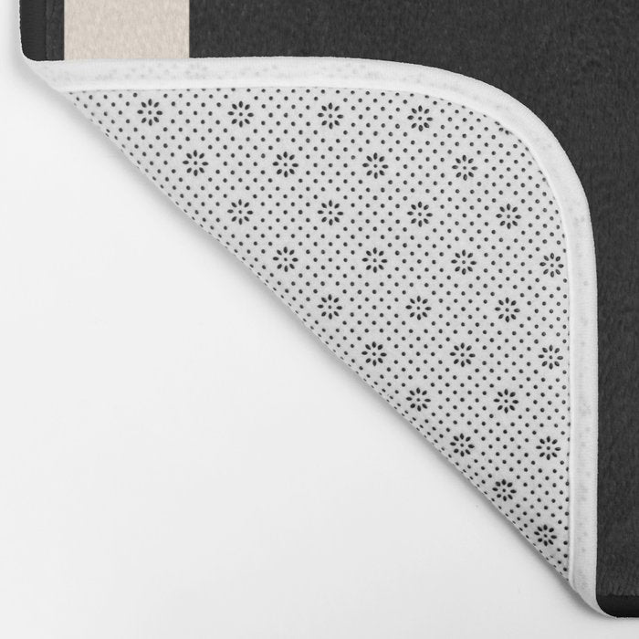 Simple Elegant Minimalist Frame Pattern II in Black and Almond Cream Bath Mat Gallery Image 2