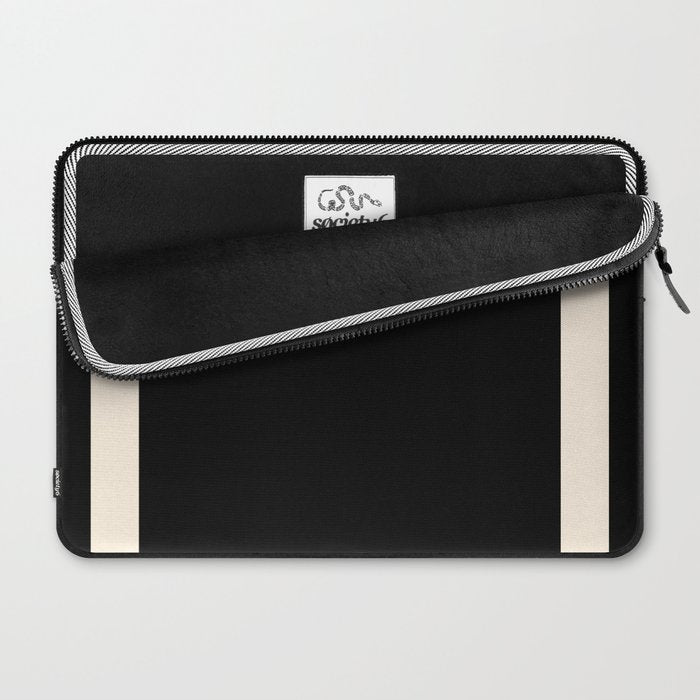 Simple Elegant Minimalist Frame Pattern II in Black and Almond Cream Laptop Sleeve Gallery Image 2