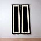 Simple Elegant Minimalist Frame Pattern II in Black and Almond Cream Window Curtain Gallery Image 3