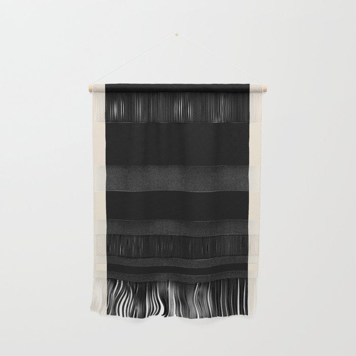 Simple Elegant Minimalist Frame Pattern II in Black and Almond Cream Wall Hanging Gallery Image 1