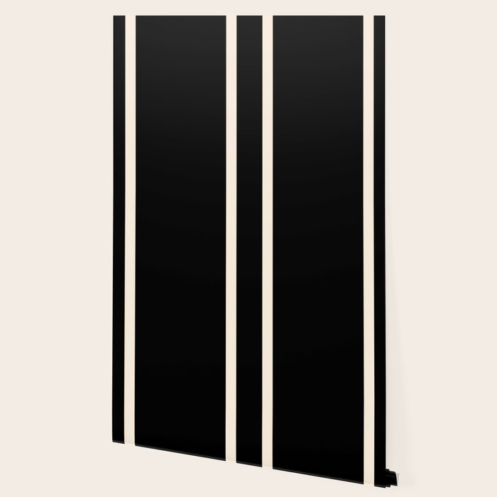 Simple Elegant Minimalist Frame Pattern II in Black and Almond Cream Wallpaper Gallery Image 2