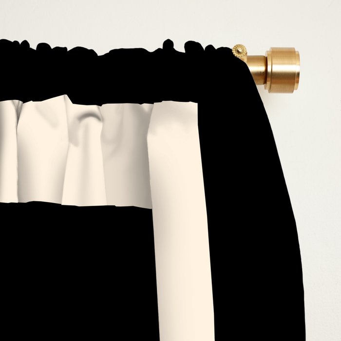 Simple Elegant Minimalist Frame Pattern II in Black and Almond Cream Window Curtain Gallery Image 2