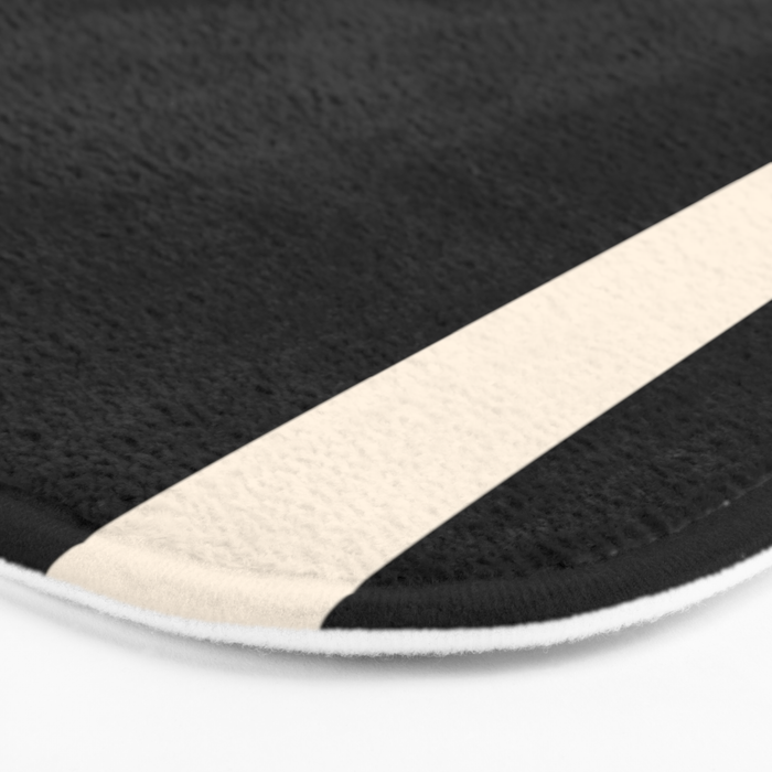 Simple Elegant Minimalist Frame Pattern II in Black and Almond Cream Bath Mat Gallery Image 3