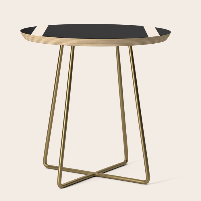Simple Elegant Minimalist Frame Pattern II in Black and Almond Cream Side Table Gallery Image 1