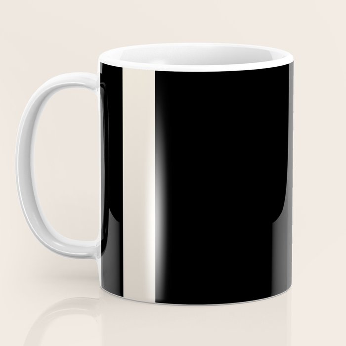 Simple Elegant Minimalist Frame Pattern II in Black and Almond Cream Coffee Mug Gallery Image 3