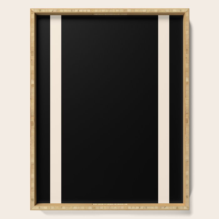 Simple Elegant Minimalist Frame Pattern II in Black and Almond Cream Serving Tray Gallery Image 1