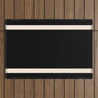 Simple Elegant Minimalist Frame Pattern II in Black and Almond Cream Outdoor Rug Gallery Image 1