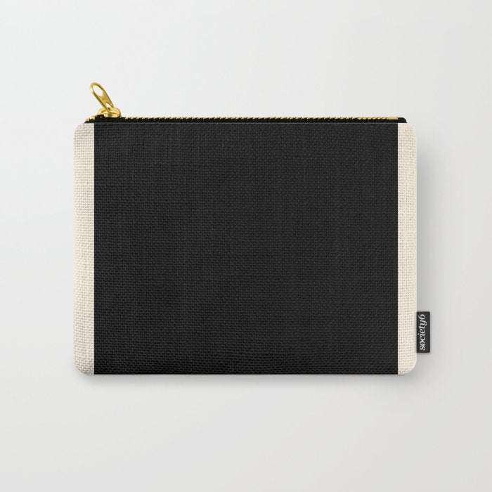 Simple Elegant Minimalist Frame Pattern II in Black and Almond Cream Carry All Pouch Gallery Image 1