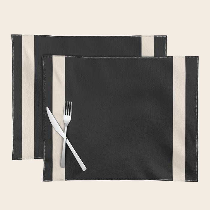 Simple Elegant Minimalist Frame Pattern II in Black and Almond Cream Placemat Gallery Image 1