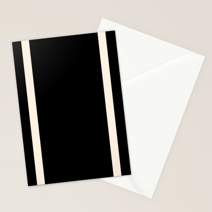 Simple Elegant Minimalist Frame Pattern II in Black and Almond Cream Stationery Card Gallery Image 2